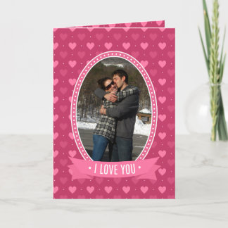 Add Your Photo Pink Hearts Valentine’s Day Card