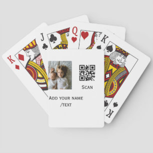 Add your photo q r barcode name text details simpl playing cards