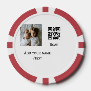 Add your photo q r barcode name text details simpl poker chips