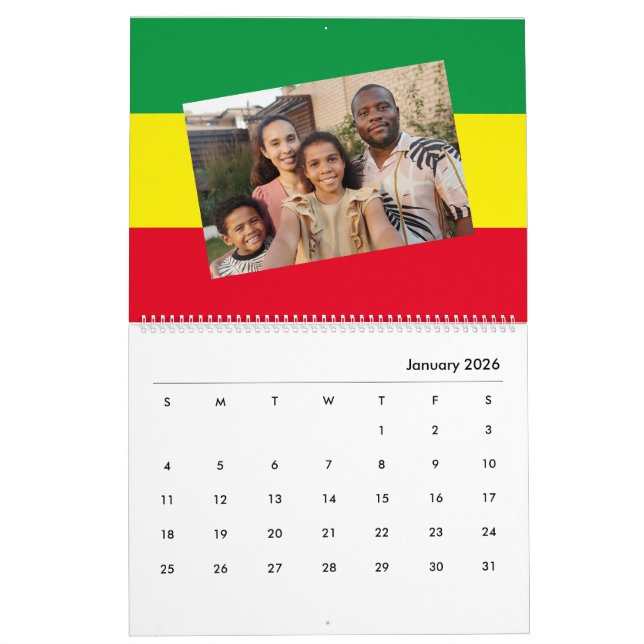 Add Your Photo | Rasta African Ethiopia Flag 2026 Calendar (Jan 2026)