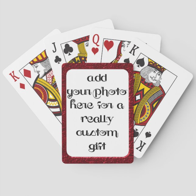 Add Your Photo Red Frame Bicycle® Play Playing Cards (Back)