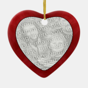 Add Your Photo Red Textures Heart Ornament