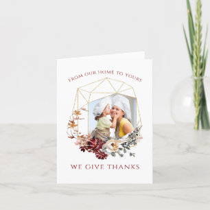 Add Your Photo Rustic Floral Thanksgiving Holiday Card