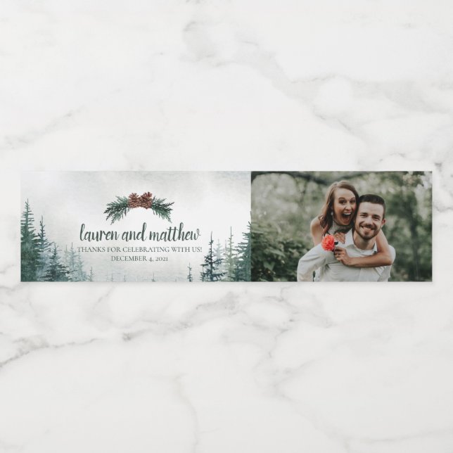 Add Your Photo Rustic Wedding Water Bottle Label (Single Label)