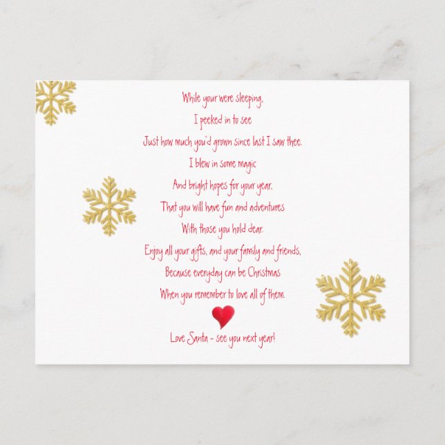 Add your photo Santa visit christmas eve Announcement Postcard (Back)