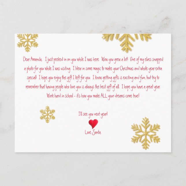 Add your photo Santa visit christmas eve  Announcement Postcard (Back)