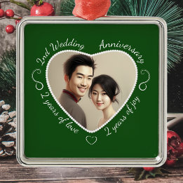 Add Your Photo Second Anniversary Metal Tree Decoration