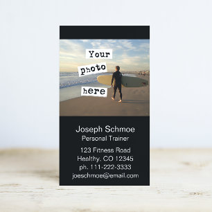 Add Your Photo Simple Black Professional Business Card
