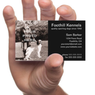 Add Your Photo Simple Black with White Text Business Card