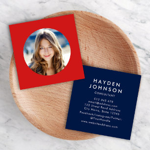 Add Your Photo Simple Minimalist Editable Colour Square Business Card