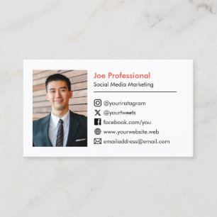 Add Your Photo   Social Media Icons Professional Business Card