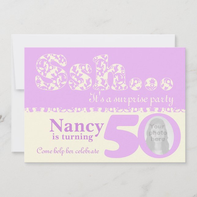 Add your photo ssh surprise 50th birthday invite (Front)