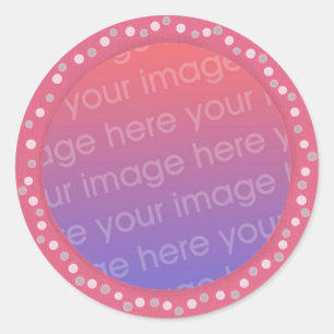 Add your photo stickers, pink dots circle frame classic round sticker