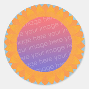 Add your photo stickers, sunflower circle frame classic round sticker