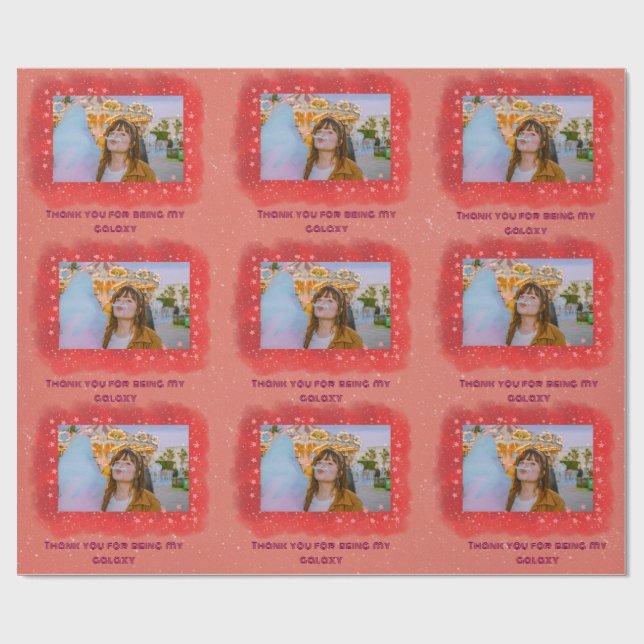 Add Your Photo Thankful Galaxy Wrapping Paper (Flat)