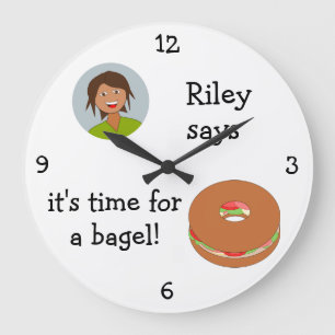Add Your Photo: 'Time for a Bagel' Large Clock