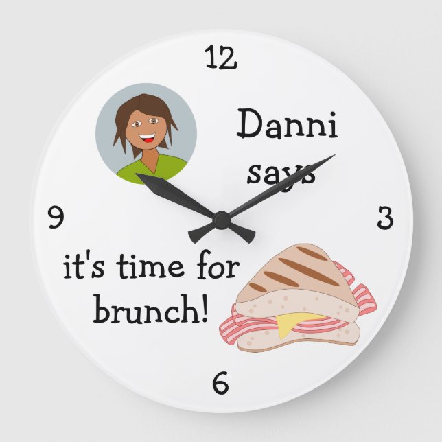 Add Your Photo: 'Time for Brunch' Large Clock (Front)