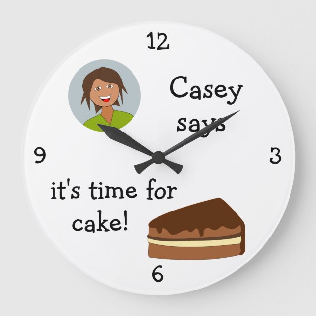 Add Your Photo: 'Time for Cake' Large Clock (Front)