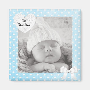 Add your Photo to Blue Polka Dotted Photo Magnet