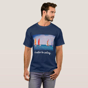 Add Your Photo to Dark Blue Sailboat Regatta T-Shirt