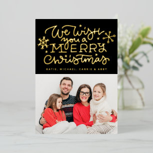  ADD YOUR PHOTO   We Wish You A Merry Christmas Fo Foil Holiday Card