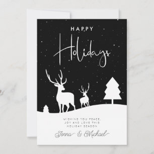 ADD YOUR PHOTO   Winter Deer Snowflakes Invitation