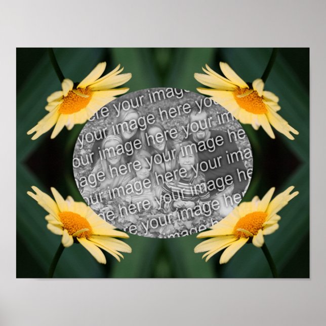 Add Your Photo Yellow Daisy Flower Frame Poster (Front)