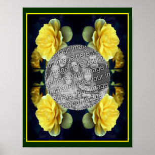 Add Your Photo Yellow Rose Flower In Bloom Frame Poster
