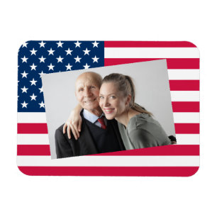 Add Your Photos American Flag Patriotic Magnet