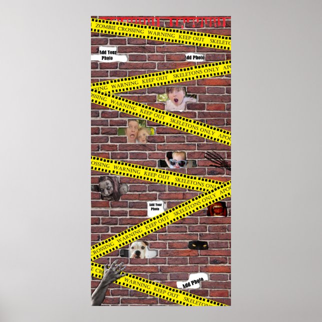 Add your Photos to this Halloween Brick Wall Poster (Front)