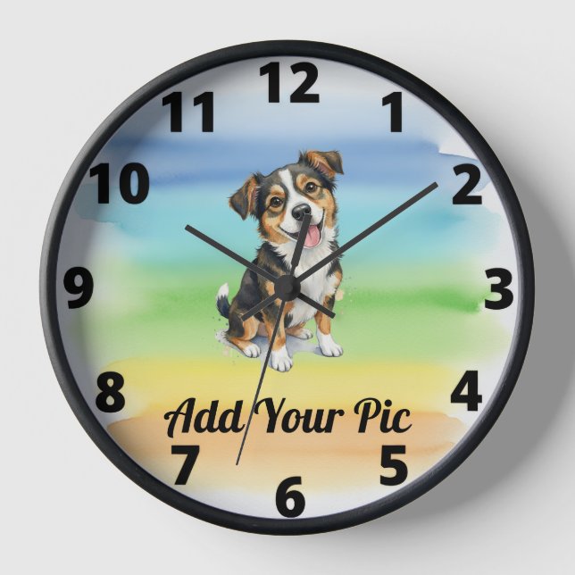 Add Your Pic Personalised Wall-Custom Dog Clock  (Front)