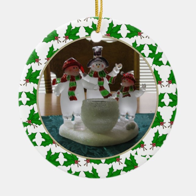 Add Your Picture Holly Keepsake Ornament (Front)