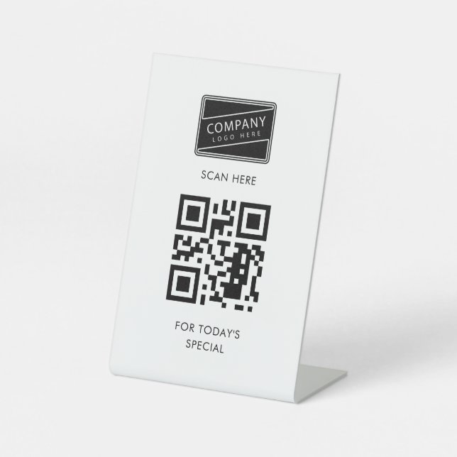 Add Your QR Code and Business Logo Pedestal Sign (Front)