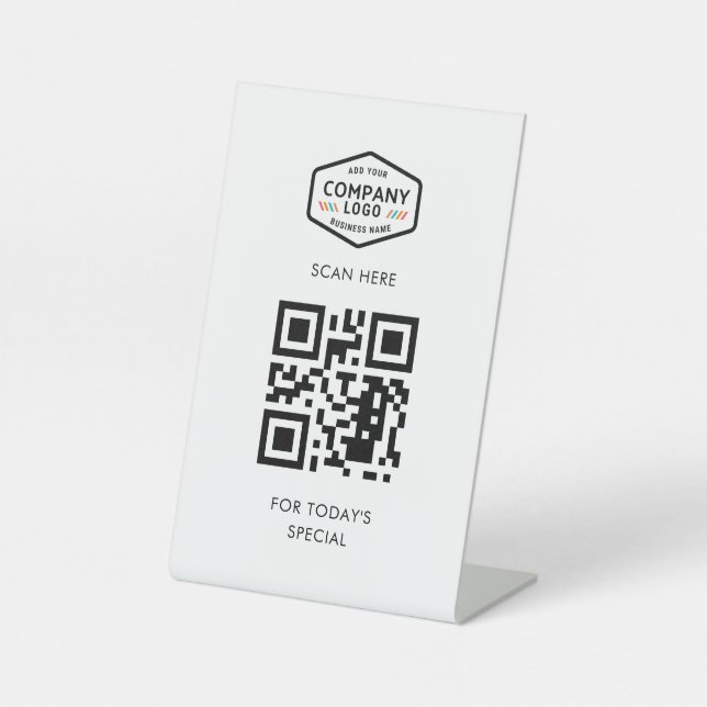 Add Your QR Code and Business Logo Pedestal Sign (Front)