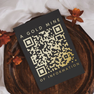  Add Your QR Code Black & Gold Funny Discount Card