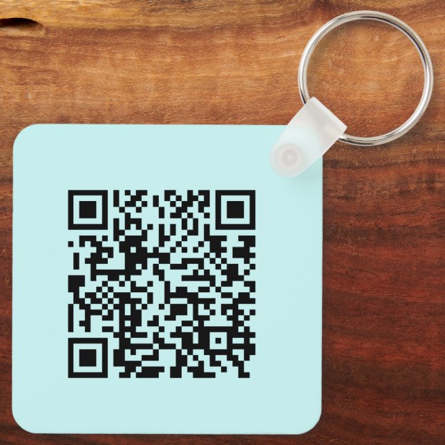 Add Your QR Code Promotional Business Cool Aqua   Key Ring (Back)