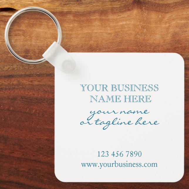 Add Your QR Code Promotional Business Simple Aqua  Key Ring (Front)