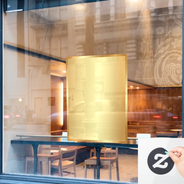 Add Your QR Code Text Logo Blank Gold Background Window Cling (Cafe Window)