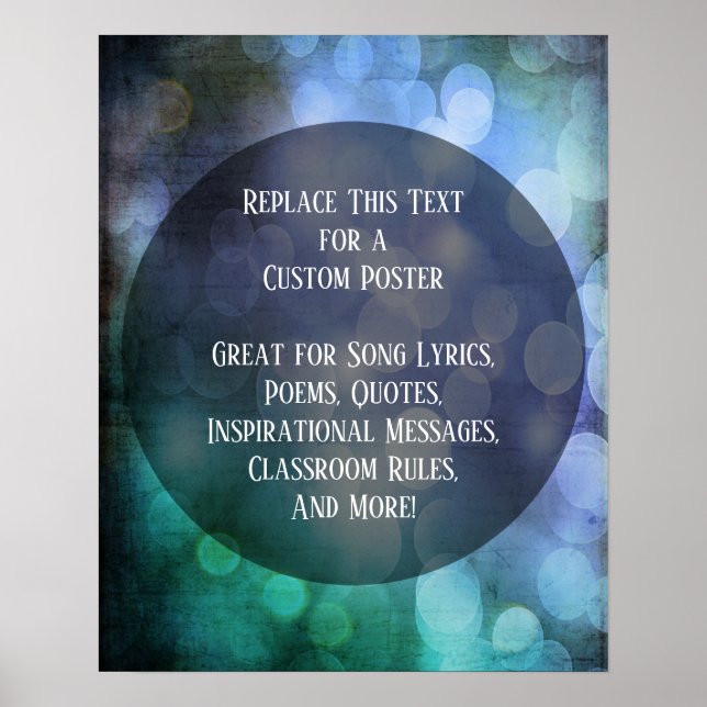 Add Your Quote Grunge Textured Colourful Lights Poster (Front)