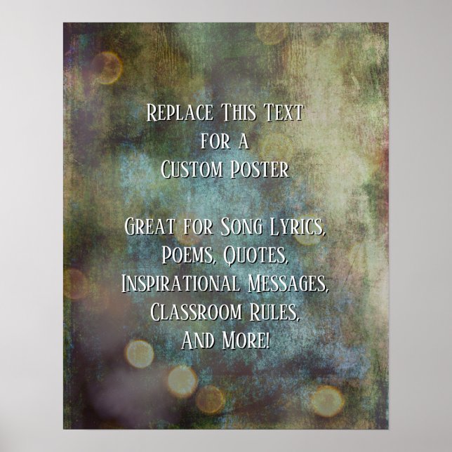 Add Your Quote or Copy Lights Grunge Brown Blue Poster (Front)