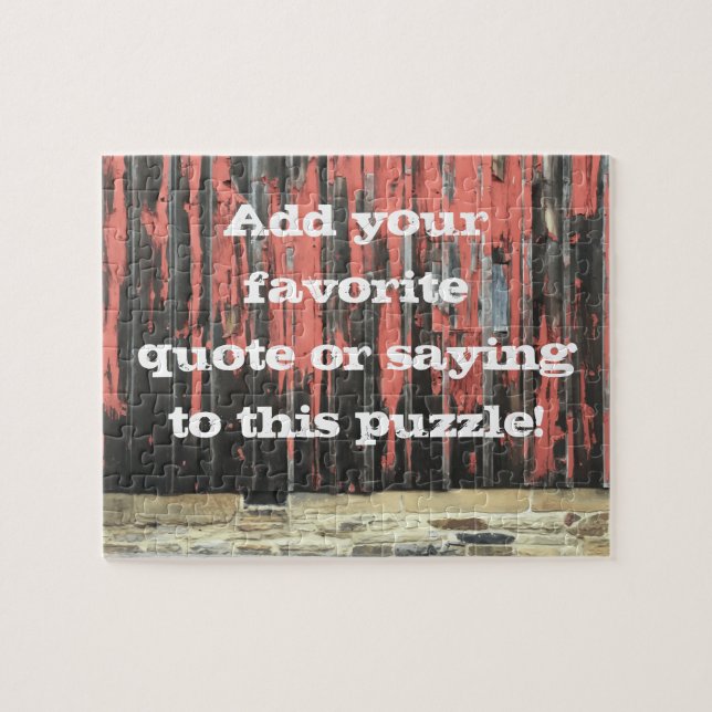 Add Your Quote Saying Phrase Barn Wood Family Gift Jigsaw Puzzle (Horizontal)