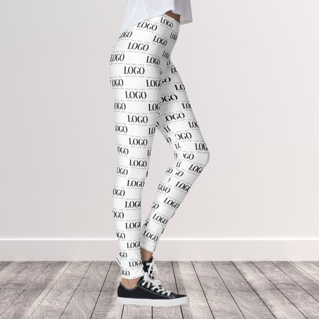 Add Your Rectangle Business Logo Pattern Repeating Leggings (Creator Uploaded)