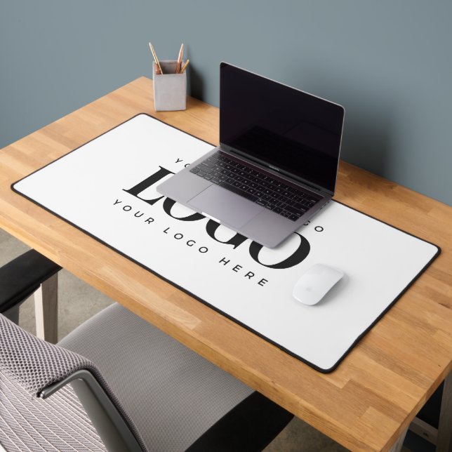 Add Your Rectangle Business Logo Simple Minimalist Desk Mat (Office 2)
