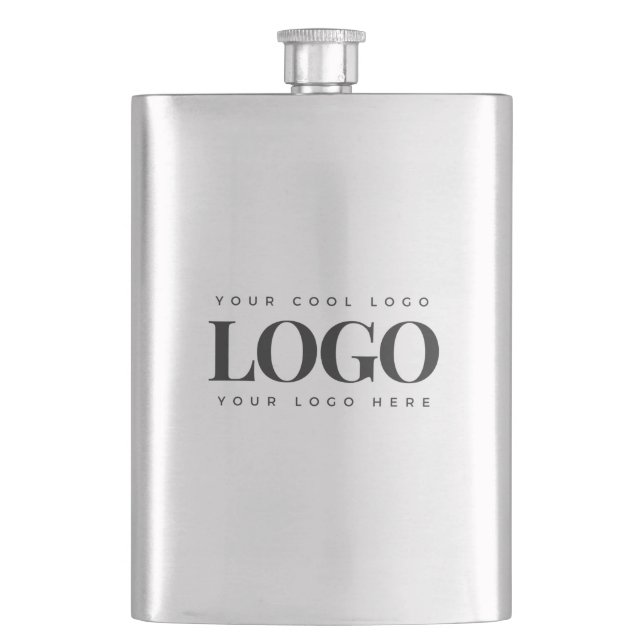 Add Your Rectangle Business Logo Simple Minimalist Hip Flask (Front)