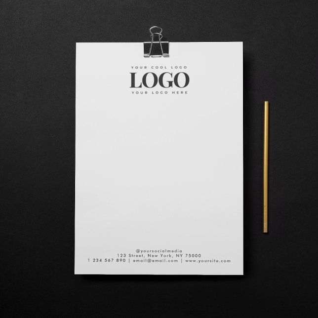 Add Your Rectangle Business Logo & Text Minimalist Custom Letterhead (Creator Uploaded)
