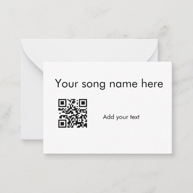 Add your song name here q r code add text name her card (Front)