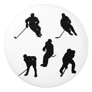 Add Your Team Colours Hockey Pattern Ceramic Knob