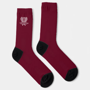 Add Your Tennis Club Name Logo Burgundy Custom Socks