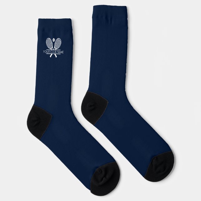 Add Your Tennis Club Name Logo Navy Blue  Socks (Right)
