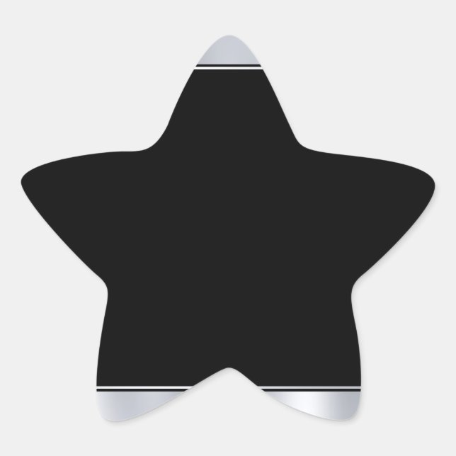 Add Your Text Blank Faux Silver Black Template Star Sticker (Front)